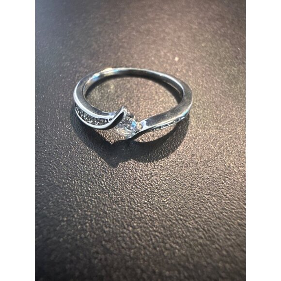 Sterling Silver Plated Twist Engagement Ring With Cubic Zirconia Stone - Picture 5 of 6